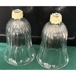 Vintage Home Interiors Clear Glass Lamp Shades Set Of 2 With Ribbed Design